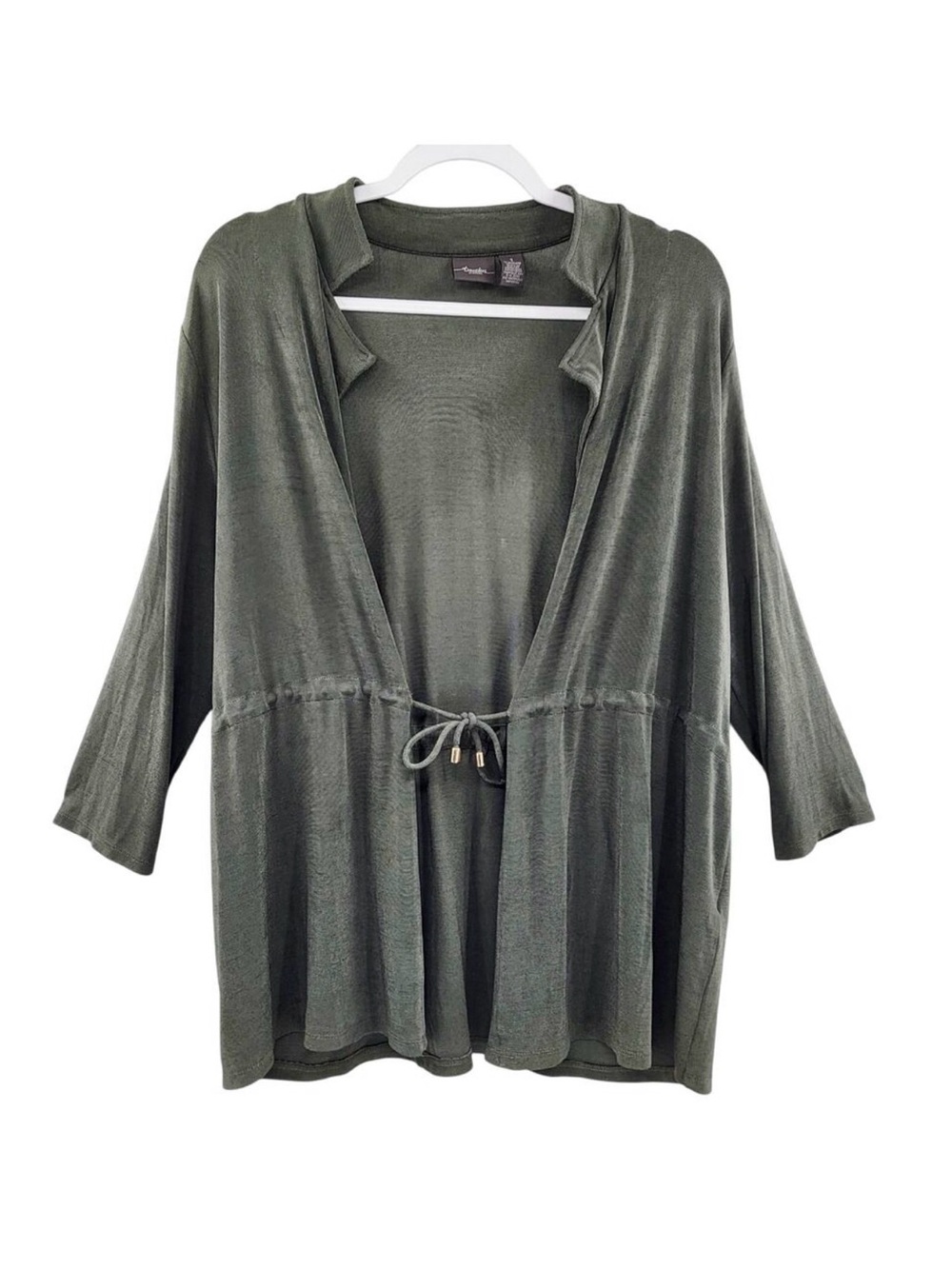 Travelers by Chico's Olive Green Cardigan Sweater Women's Sz 1 Made in USA